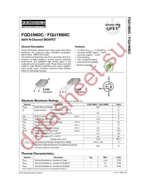 FQD1N60CTM datasheet  